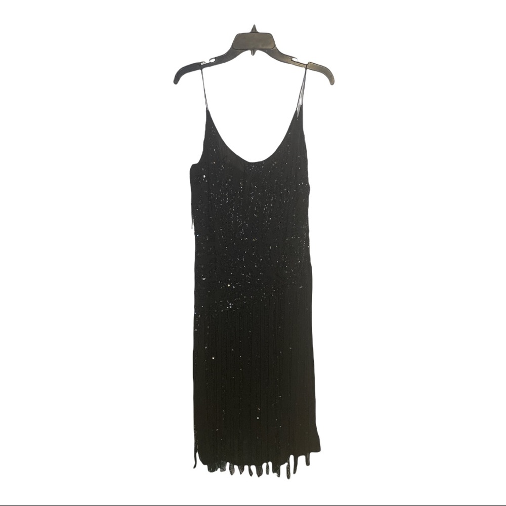 NWT Scala 100% Silk Hand Beaded Black Cocktail Dress - Picture 9 of 10